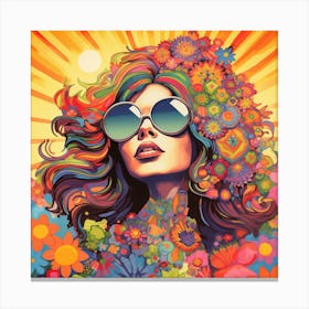 Psychedelic Flower Girl Canvas Print