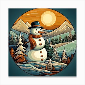 Snowman In The Forest 1 Canvas Print