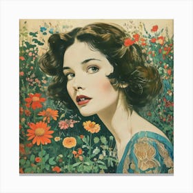 Girl In A Field Canvas Print