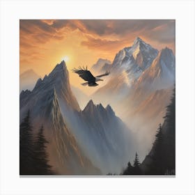 A Mesmerizing Mountain Sunrise Painting (2) Canvas Print