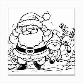 Santa Claus Coloring Page 2 Canvas Print