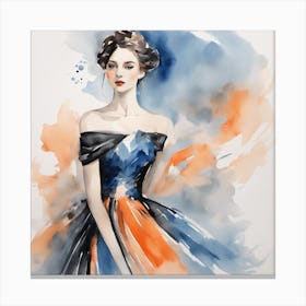 Watercolor Of A Woman In A Dress 2 Canvas Print