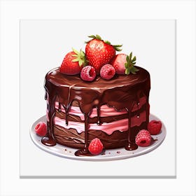 Chocolate Cake With Strawberries 13 Canvas Print