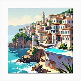 Mediterranean Seaside 1 Canvas Print