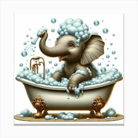 Elephant In Bath Tub Canvas Print