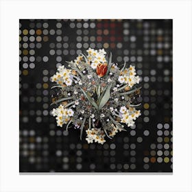 Vintage Tulip Flower Wreath on Dot Bokeh Pattern n.0177 Canvas Print