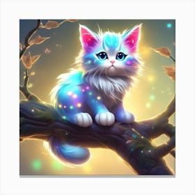 Blue Cat On A Tree Branch Canvas Print