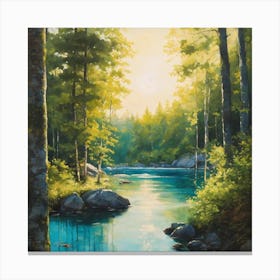 River In The Woods Canvas Print