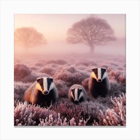 Badgers In The Mist 2 Canvas Print