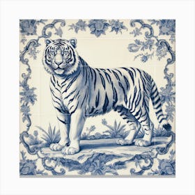 Tiger Delft Tile Illustration 1 Canvas Print