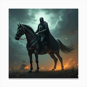 A Dark Knight Riding A Glowing Shadowy Horse Into Battle 1 Canvas Print