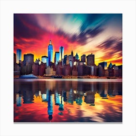 New York City Skyline At Sunset Stampe su tela