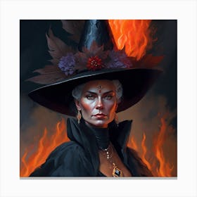 Witch On Fire Canvas Print