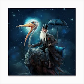 Old Man On Ostrich 2 Canvas Print