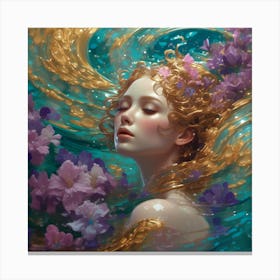 water nymph with irises Canvas Print