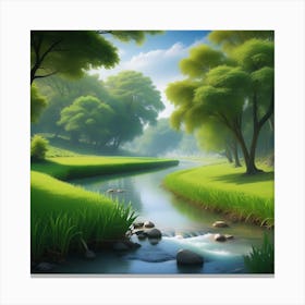 River In The Forest 18 Canvas Print