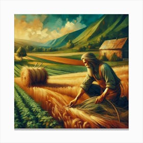 Farmer In The Field 1 Canvas Print