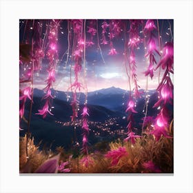 Pink Flowers In The Forest Canvas Print