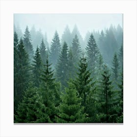 Firefly Misty Pine Forest Background 2654 Canvas Print