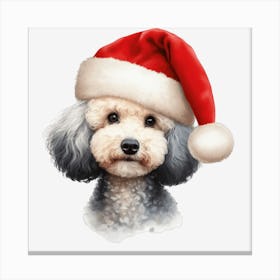 Poodle In Santa Hat 5 Stampe su tela