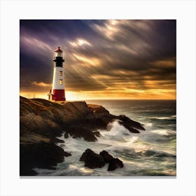 Lighthouse At Sunset 9 Canvas Print