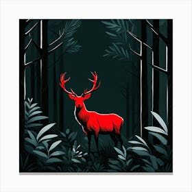 Red Deer In The Forest Canvas Print