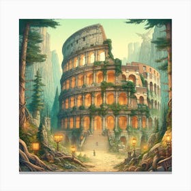 Colosseum In An Enchanted Forest 7 Canvas Print