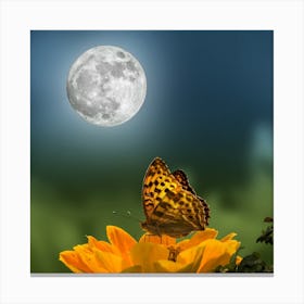 Butterfly On A Flower Canvas Print