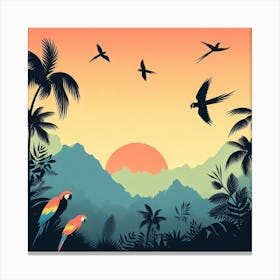 Tropical Parrots Canvas Print