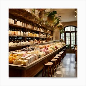 A Serene Italian Cheese Shop That Feels Like A Hidden Sanctuary For Cheese Aficionados Canvas Print