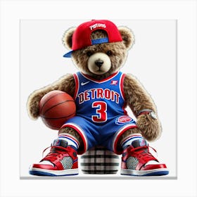 Detroit Pistons Teddy Bear Leinwandbild