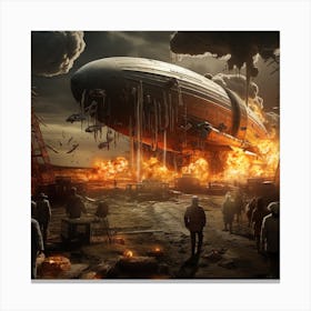 Zeppelin airship crash. Canvas Print