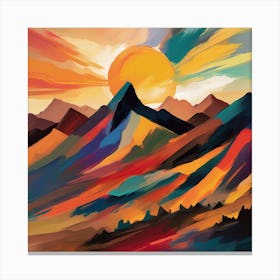 Abstract Mountain Sun Art Canvas Print