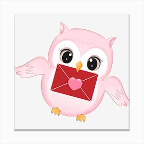 Owl With Heart Canvas Print