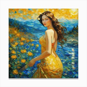 Girl In Yellow Dress fun hi Canvas Print