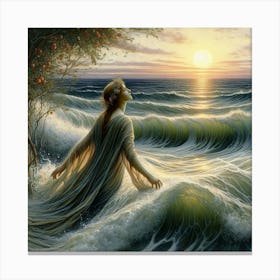 Woman In The Ocean Canvas Print