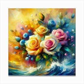 Colorful roses in sunset oil painting abstract painting art 1 Canvas Print