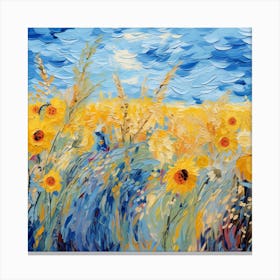 Sunflowers In The Field Canvas Print