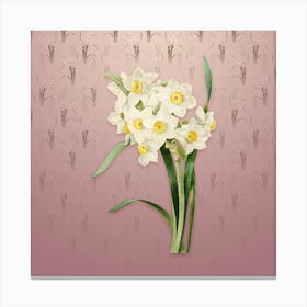 Vintage Bunch Flowered Daffodil Botanical on Dusty Pink Pattern n.2343 Canvas Print
