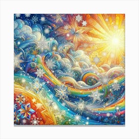 Rainbows And Snowflakes Canvas Print