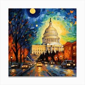 Capitol Building At Night Canvas Print