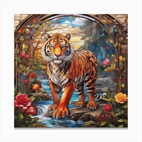 Tiger In The Garden Canvas Print