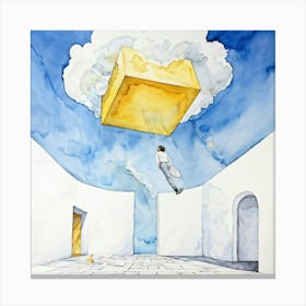 Watercolor Of A Cumulus Cloud Personified As A Dream Weaver Surrounded By Empty Space A Levitating (3) Canvas Print