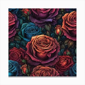 Roses Seamless Pattern 15 Canvas Print