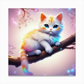 Cute Kitten On A Branch 2 Canvas Print