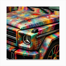 Colorful Splashes Of Paint, On A Mercedes Benz G Wagon Geometric, Abstract Art 2 Canvas Print