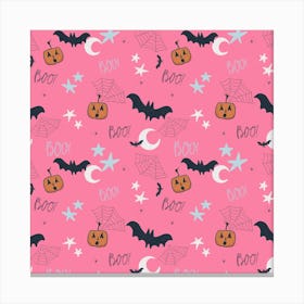 Halloween Pattern Pink Canvas Print