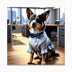 Blue Heeler in Office Female Canvas Print