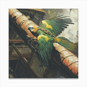 Parrot On A Pipe Canvas Print