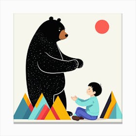 Bear And A Boy 3 Canvas Print